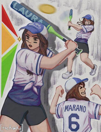 Composition Illustration, 3 bodies: Knees, full body, waist + item