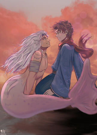 Rendered 2 people full bodies w/ complex background